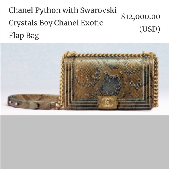 SOLD❌Chanel Boy Phyton With Swarovski Crystals - Picture 3 of 16